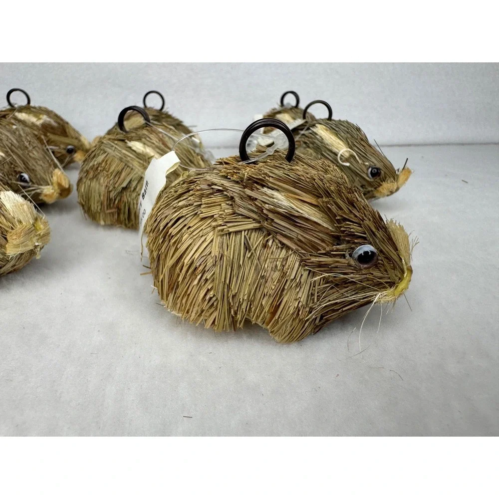 8 Pottery Barn Natural Straw Bunny Rabbit Place Card Holders Spring‎ New w/ Tags